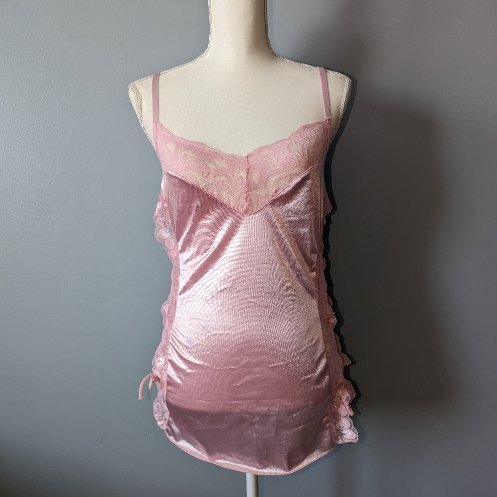 Y2K pink satin cami top